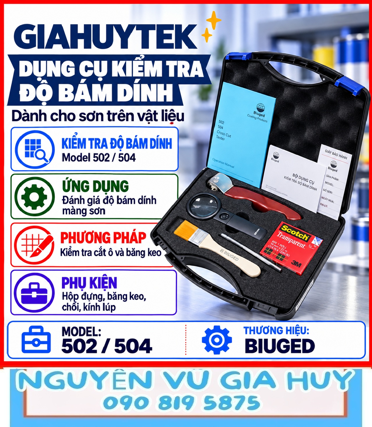 Dùng BGD 502, 504 kiểm tra bám dính sơn ít lỗi